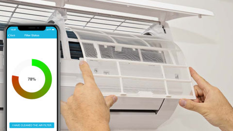 check AC air filter status cielo home app