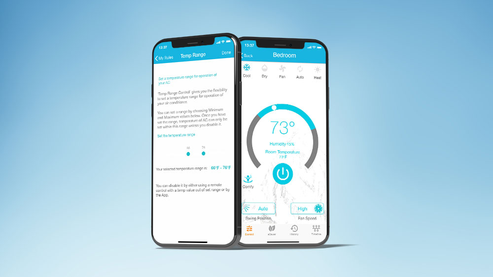 Temperature range control for home rentals. Control AC with phone.
