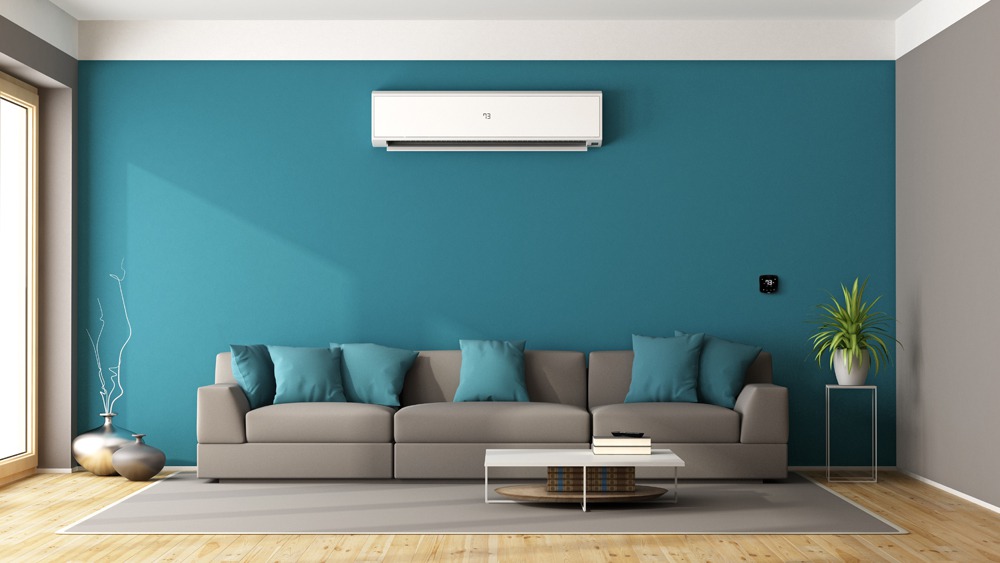 Mini-split with Cielo Breez smart AC controller to maintain the perfect temperature in the living room 