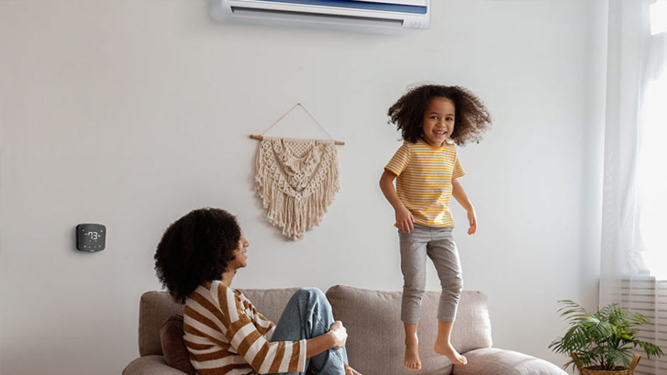 Sisters enjoying together. Cielo breez smart AC controller is paired with a mini-split to maintain an ideal room temperature