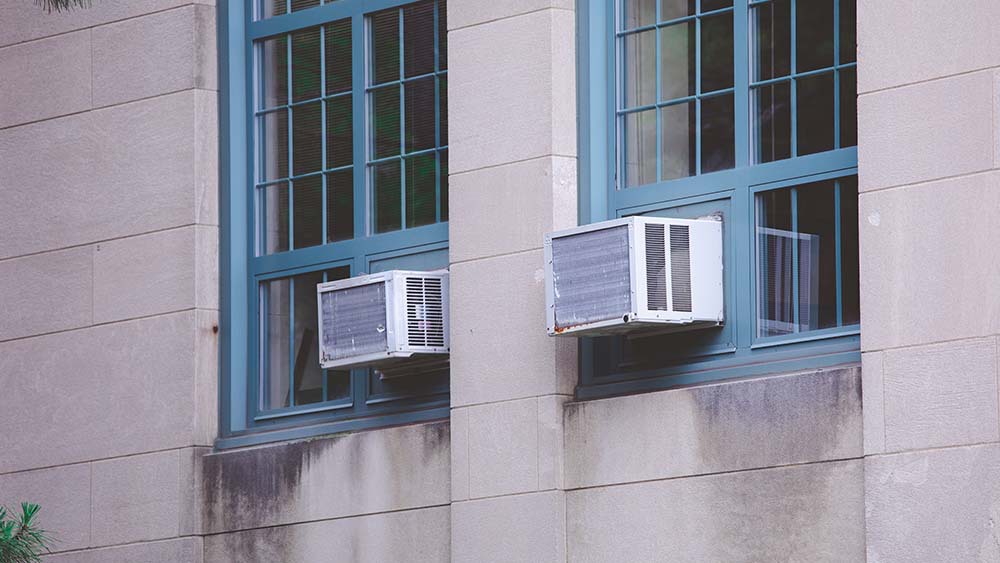 Window air conditioners installed in a building